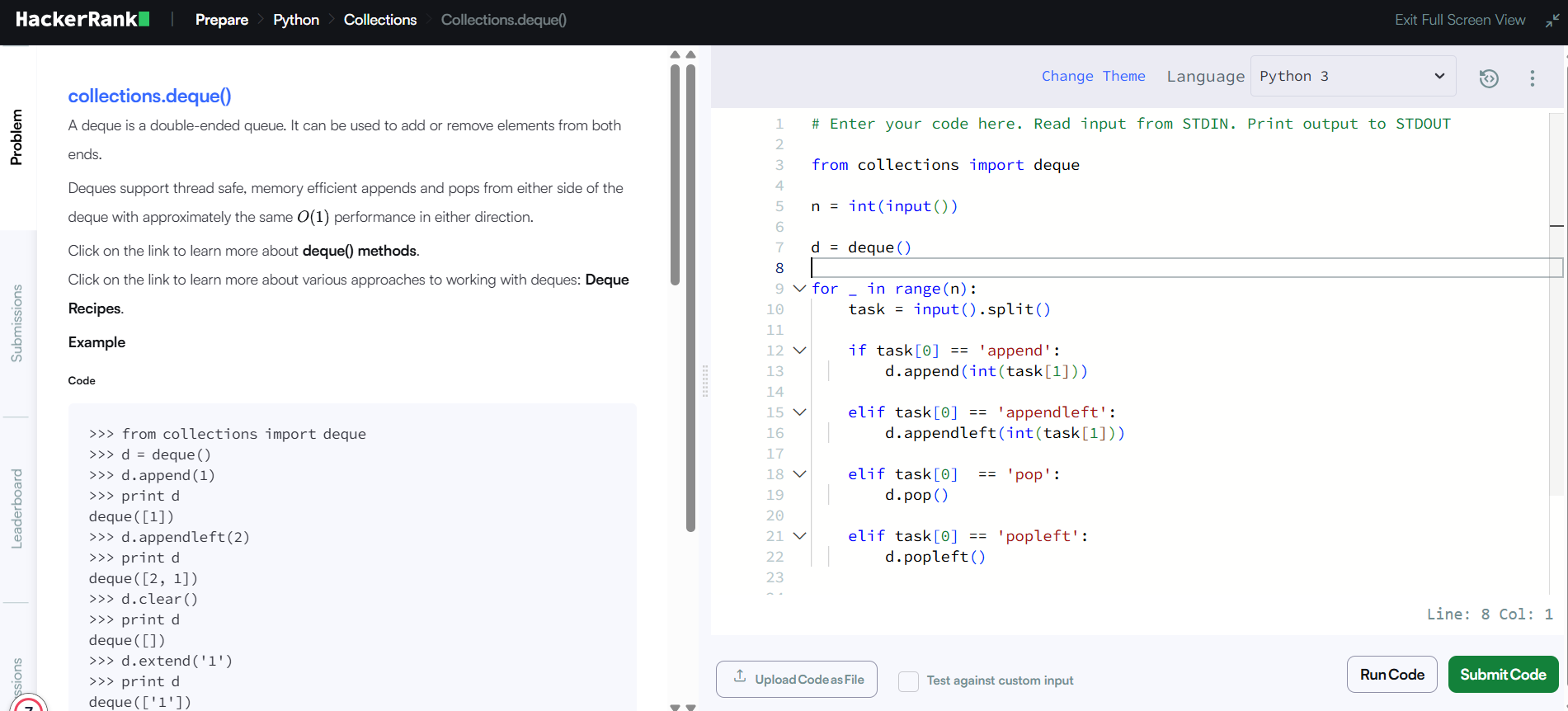 HackerRank Collections.deque() Solution in Python – Step-by-Step Explanation