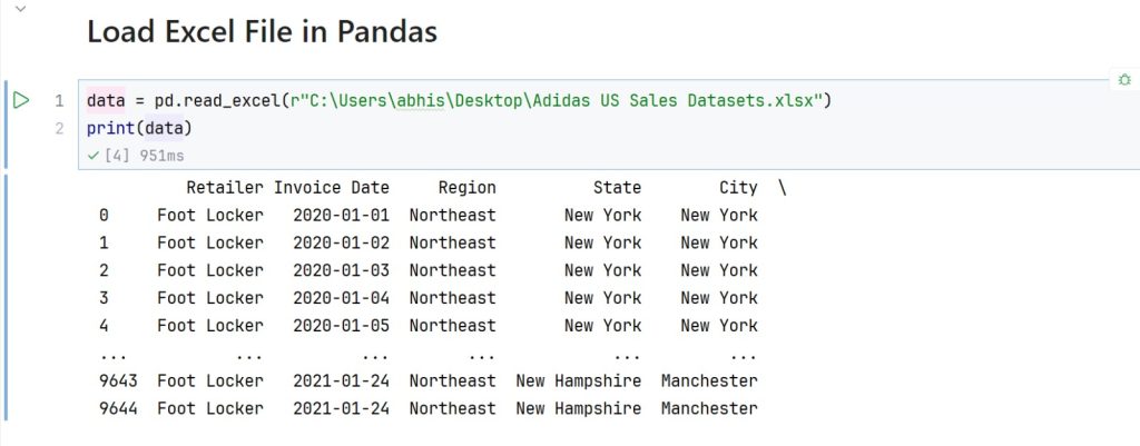 Load Data in Pandas Example