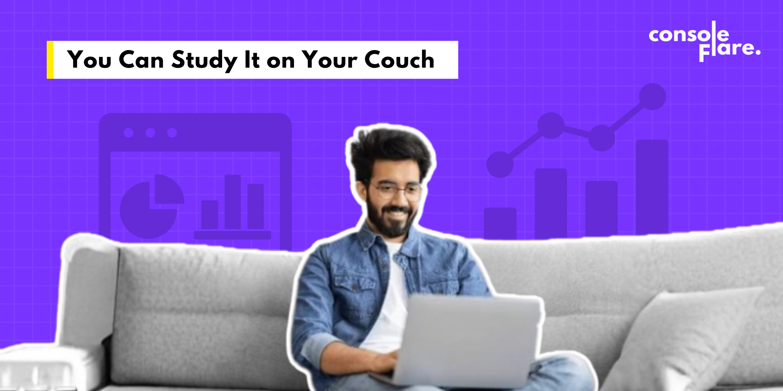 Young man learning Data Science online from home on his laptop