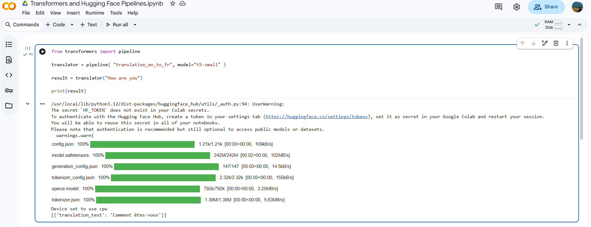 Translation changes text from one language to another
