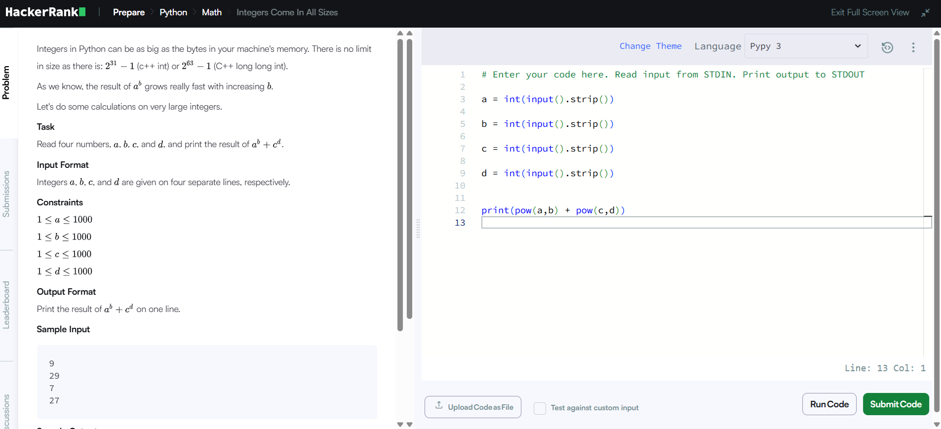 Integers Come in All Sizes HackerRank Solution