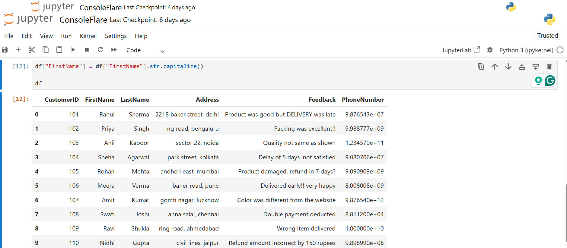 Capitalize the first letter Using String Pandas Functions