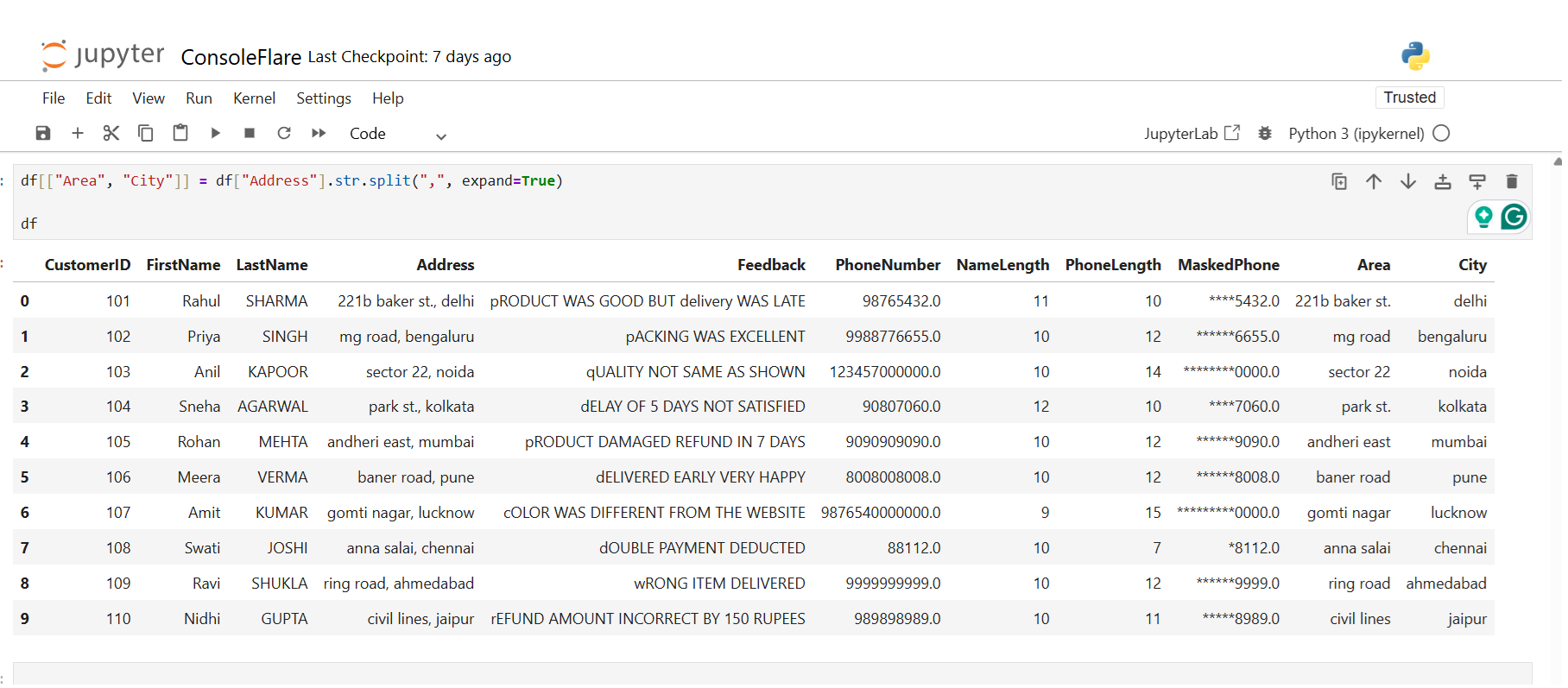 Split Address Column