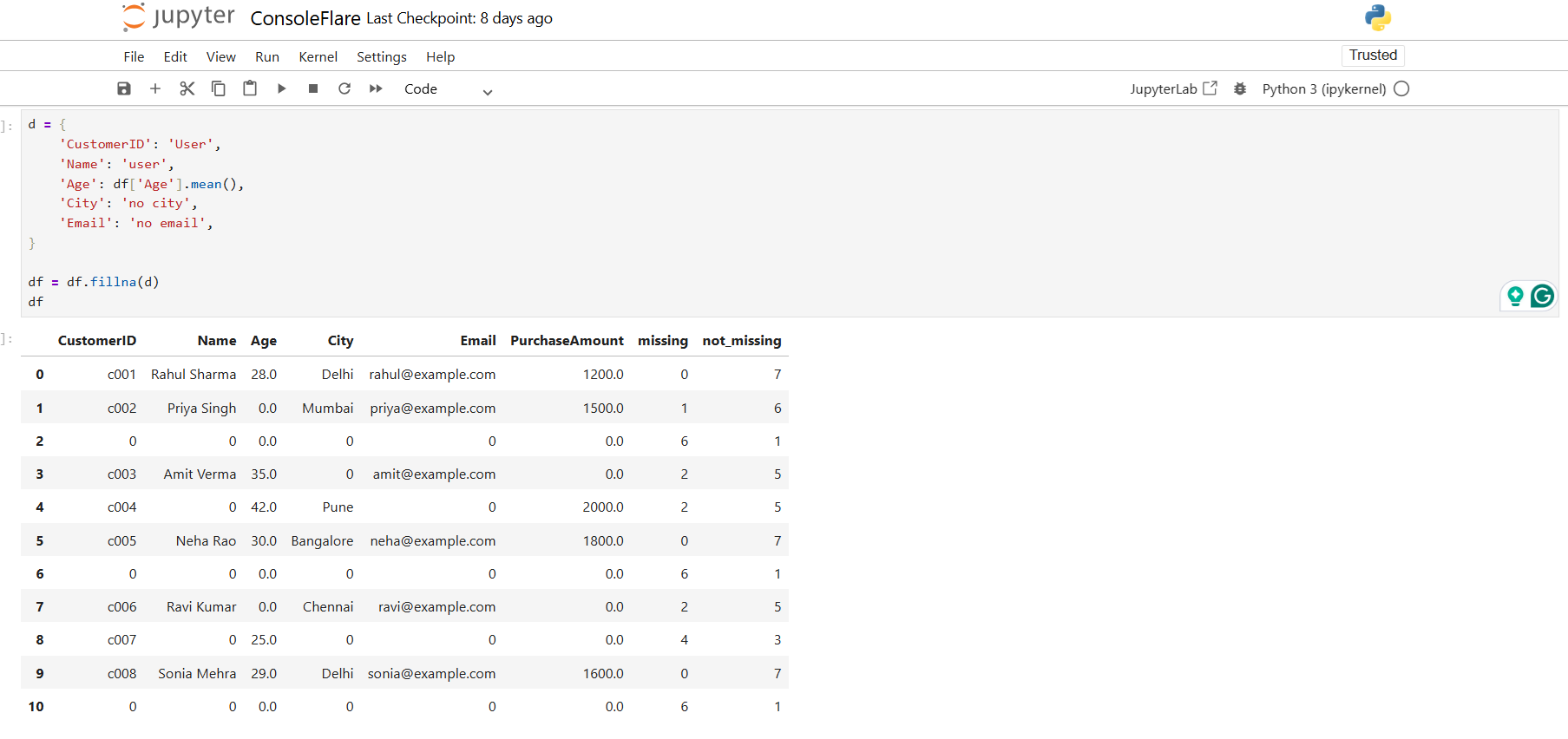 Fill Selected Columns Using a Dictionary