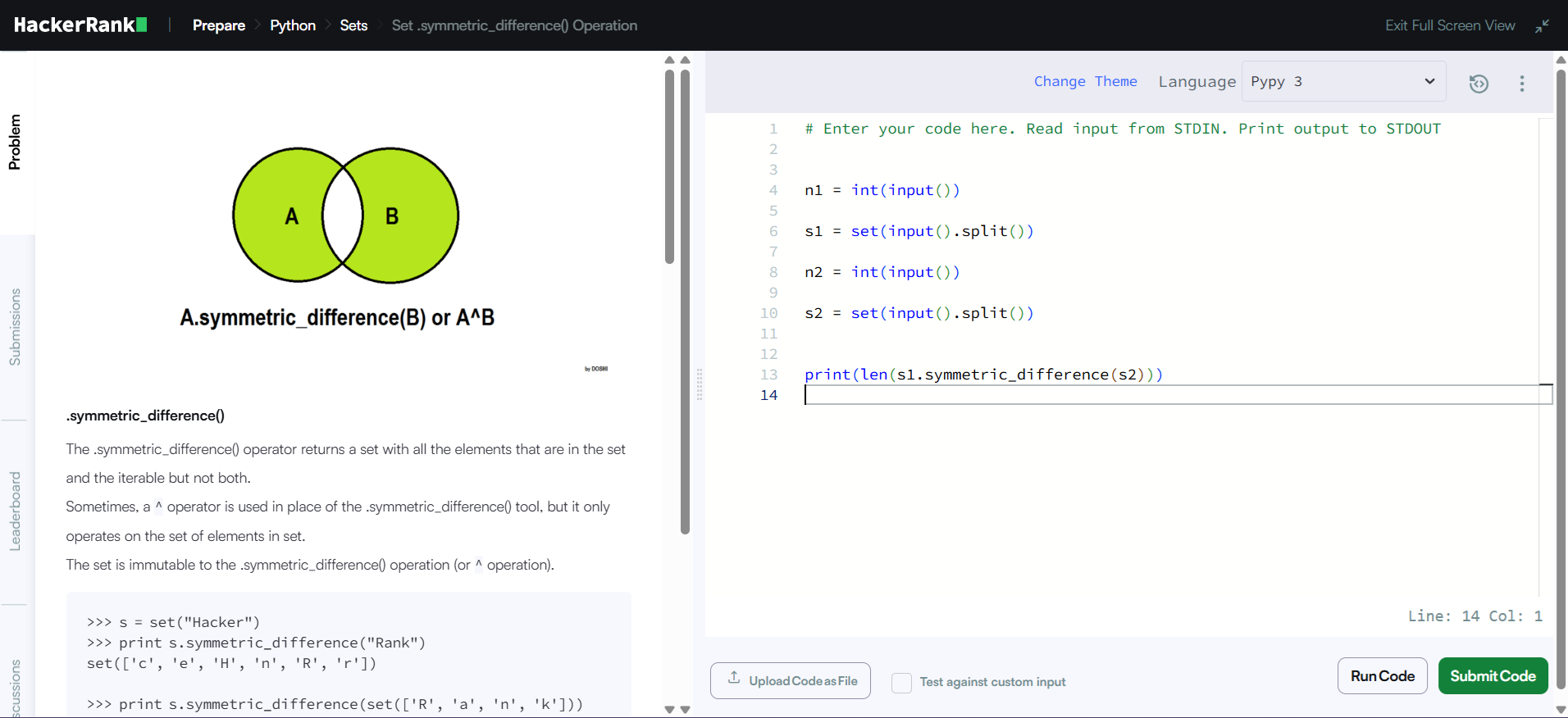 Solving the HackerRank Challenge Using Python Symmetric Difference